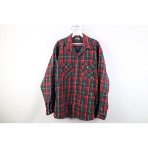 Vtg 90s Five Brother Mens XLT Faded Heavyweight Flannel Button Shirt Plaid USA